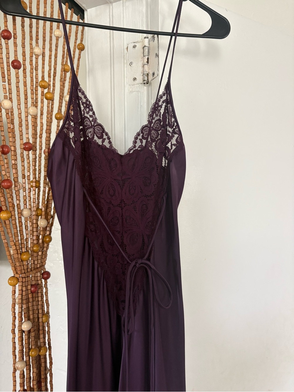 NWOT Vintage Victoria’s Secret Plunge Lace-Trim Maxi Slip Dress in Deep Plum